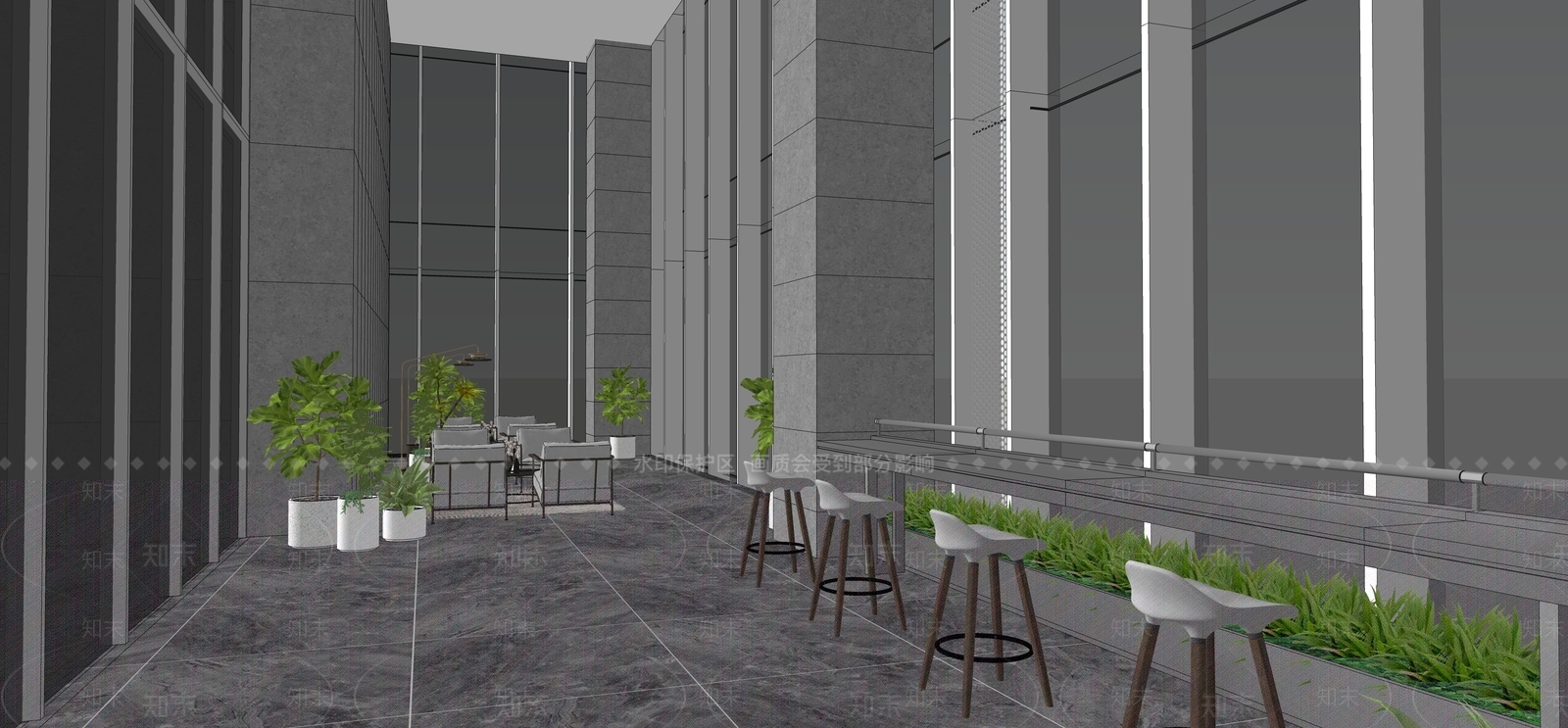 现代屋顶花园SU模型下载【ID:1191333725】