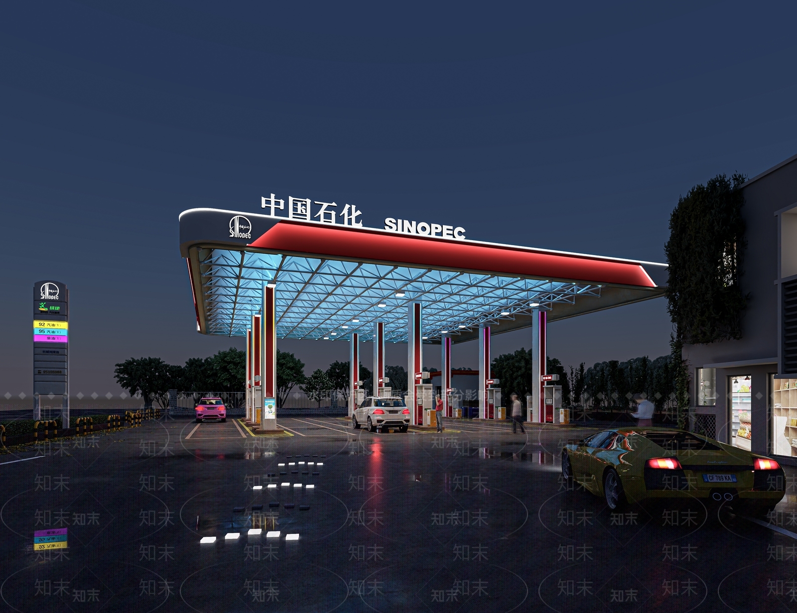 现代加油站3D模型下载【ID:1191337456】