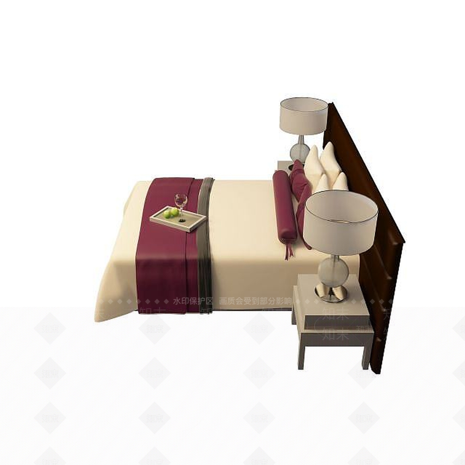 现代双人床3D模型下载【ID:1199509972】