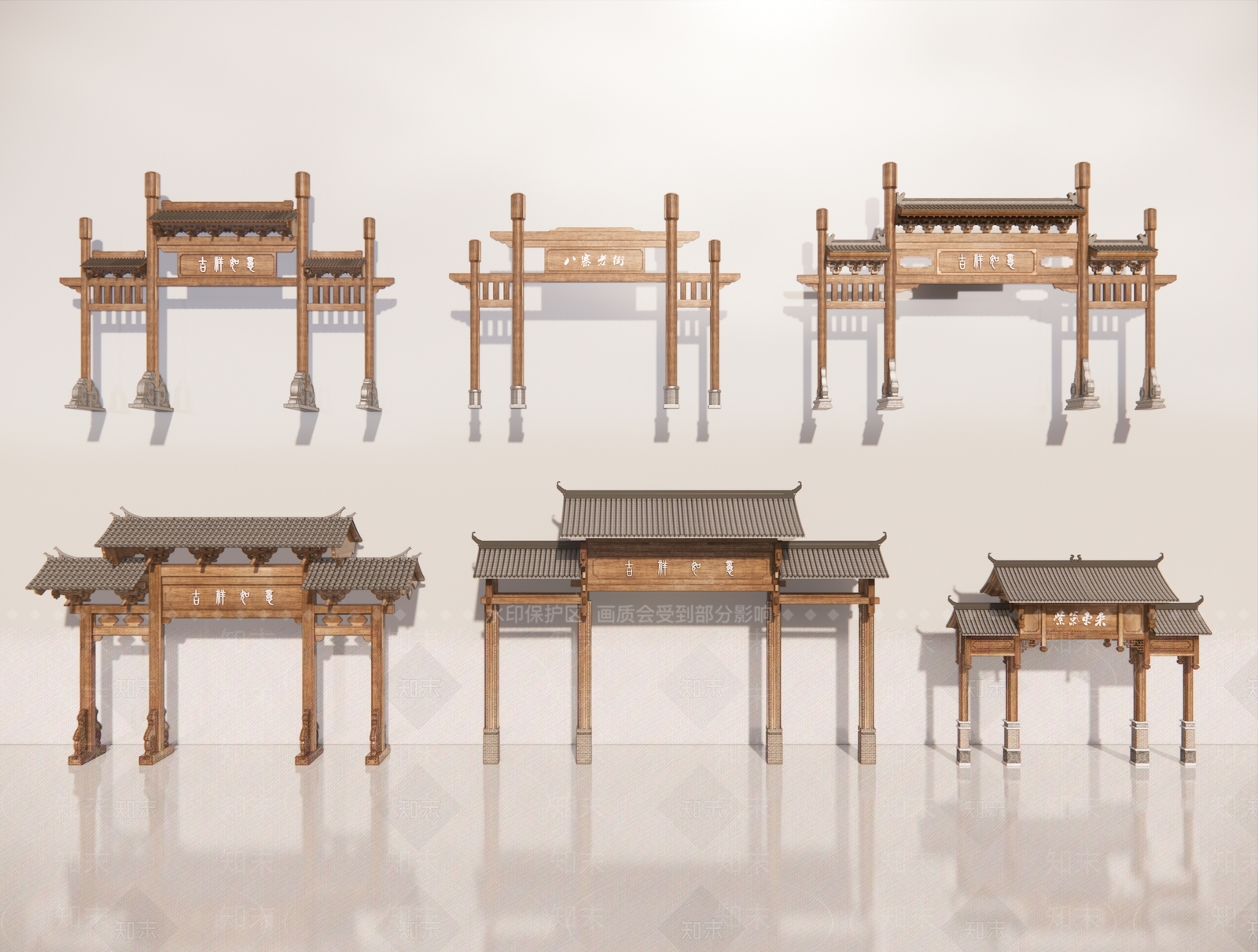 现代新中式牌楼牌坊3D模型下载【ID:1191344398】