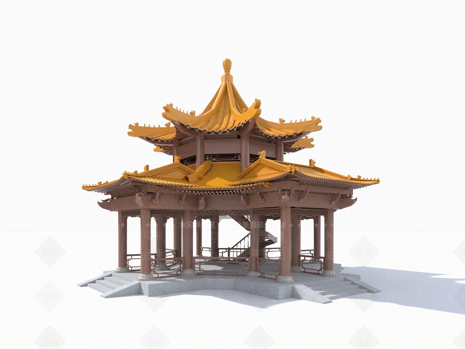 新中式中式亭子3D模型下载【ID:1191345017】