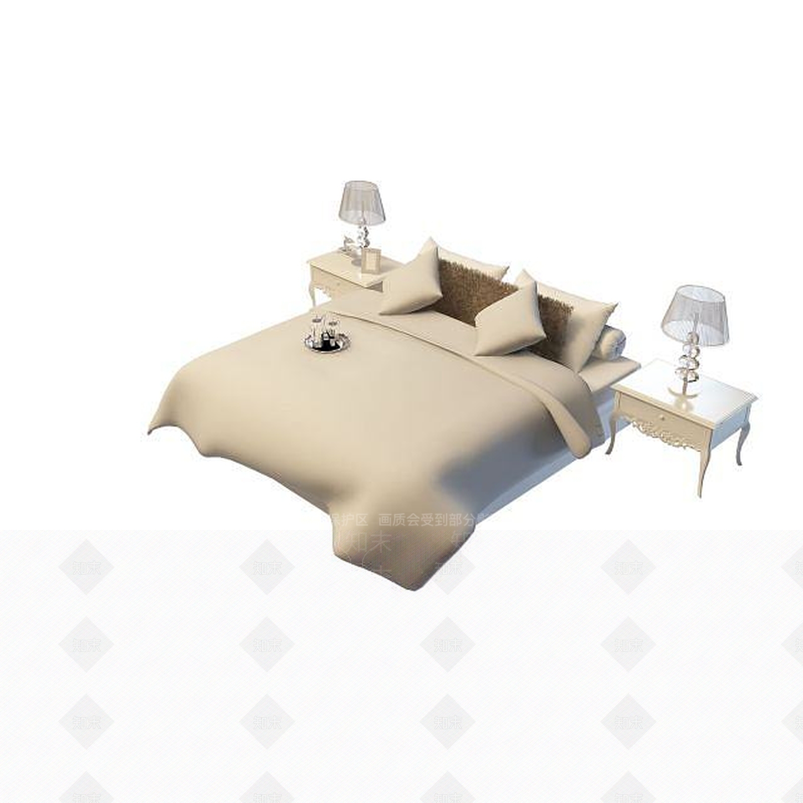 现代双人床3D模型下载【ID:1199509502】