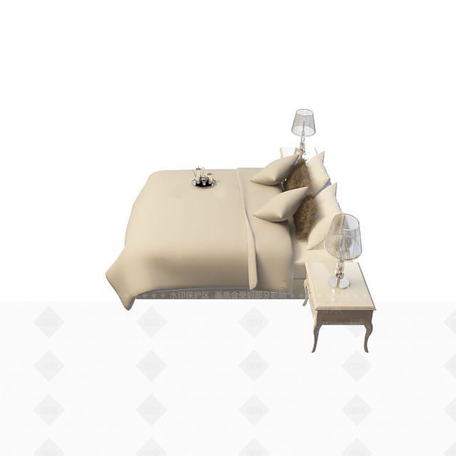 现代双人床3D模型下载【ID:1199509502】