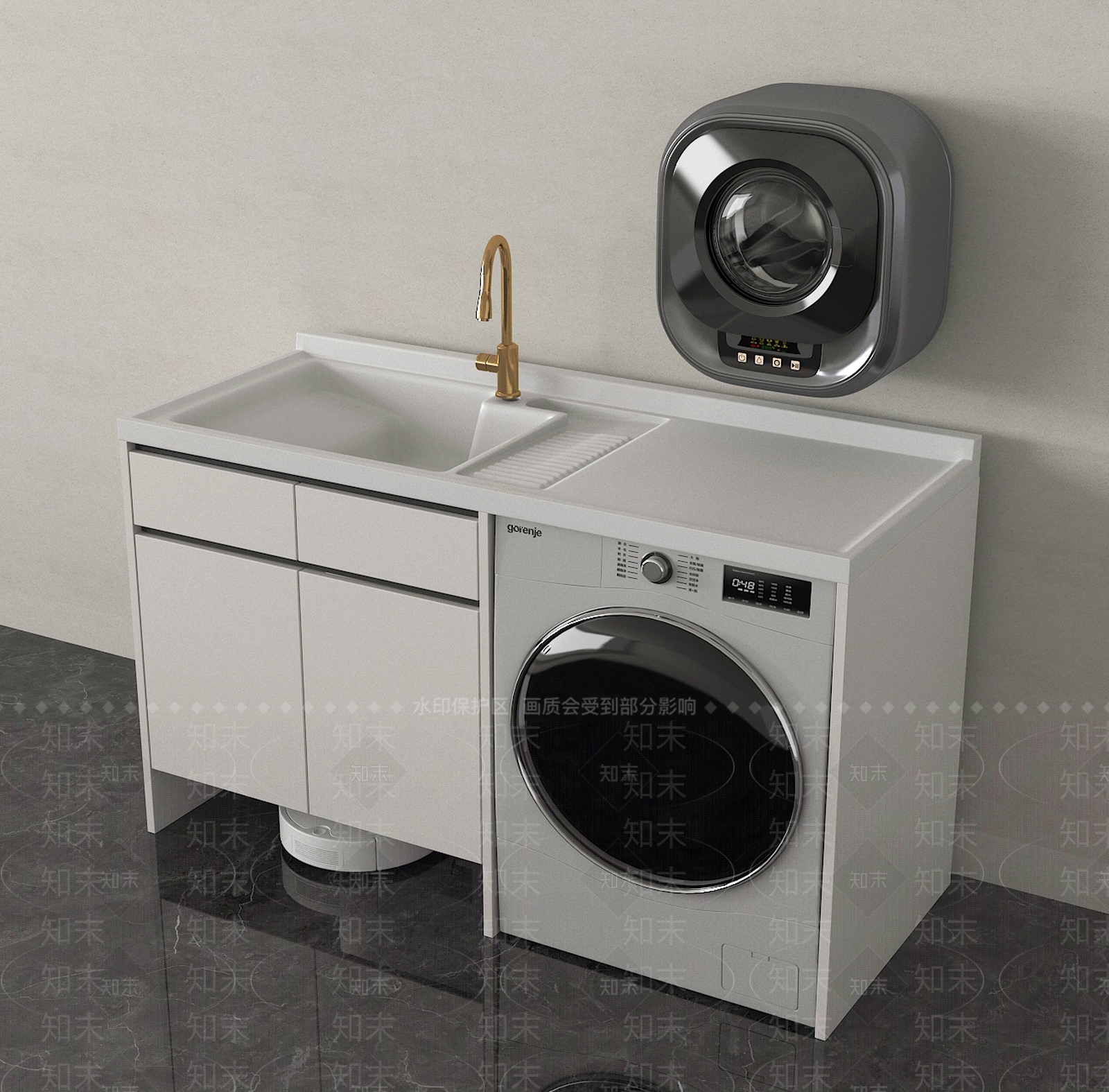 现代洗衣机柜3D模型下载【ID:1191346437】