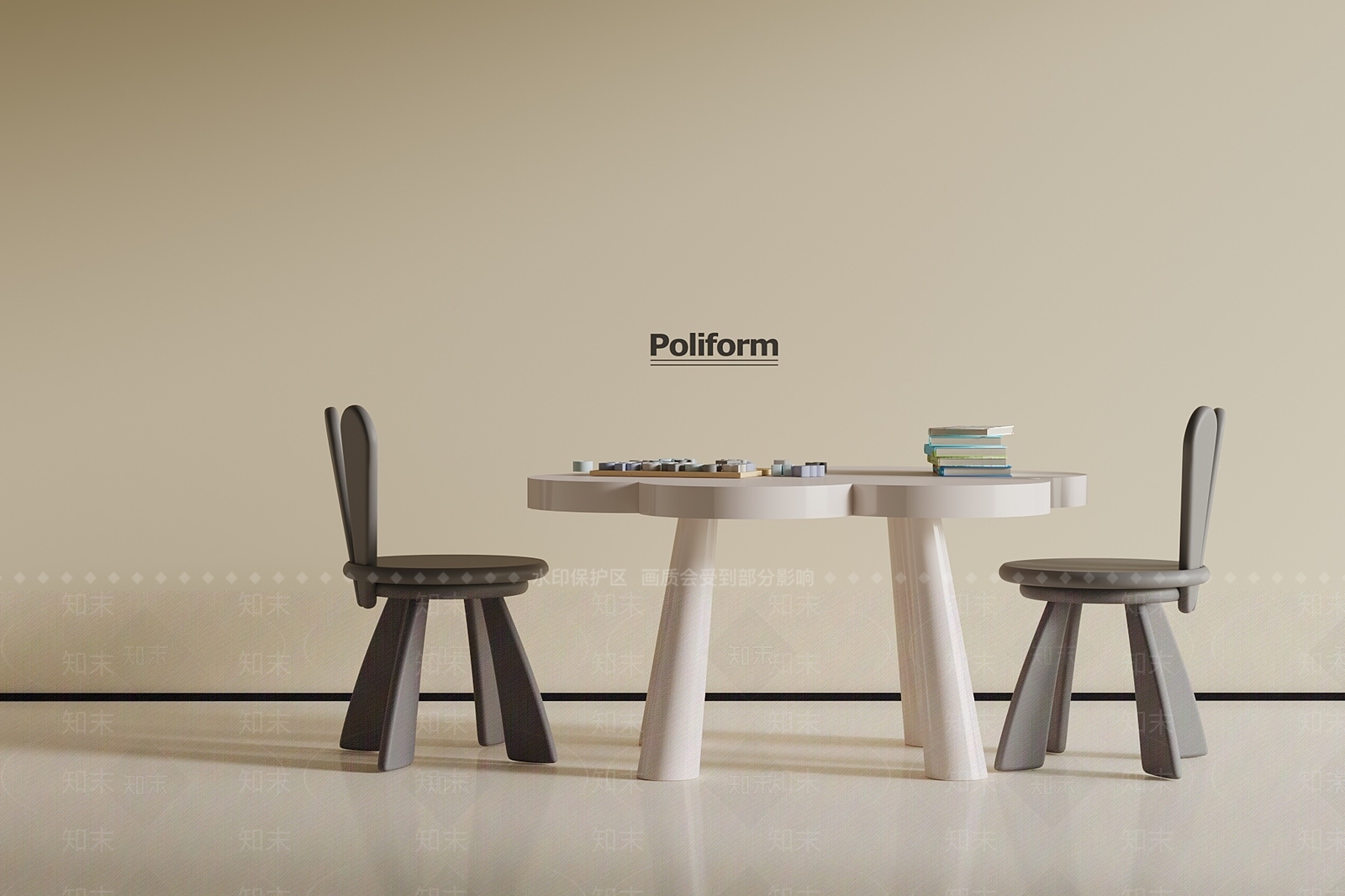 现代儿童桌椅3D模型下载【ID:1191348426】