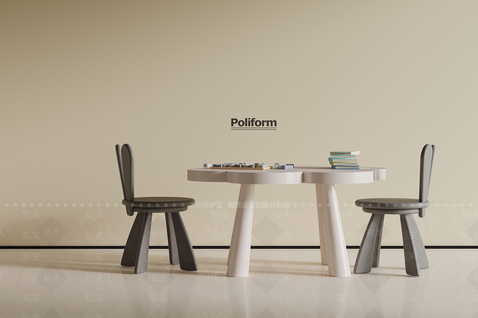 现代儿童桌椅SU模型下载【ID:1191348511】