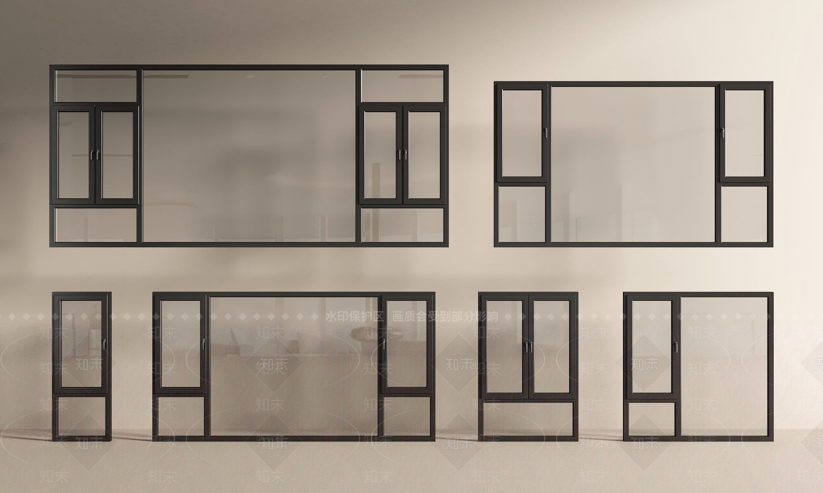 现代平开窗SU模型下载【ID:1191348912】