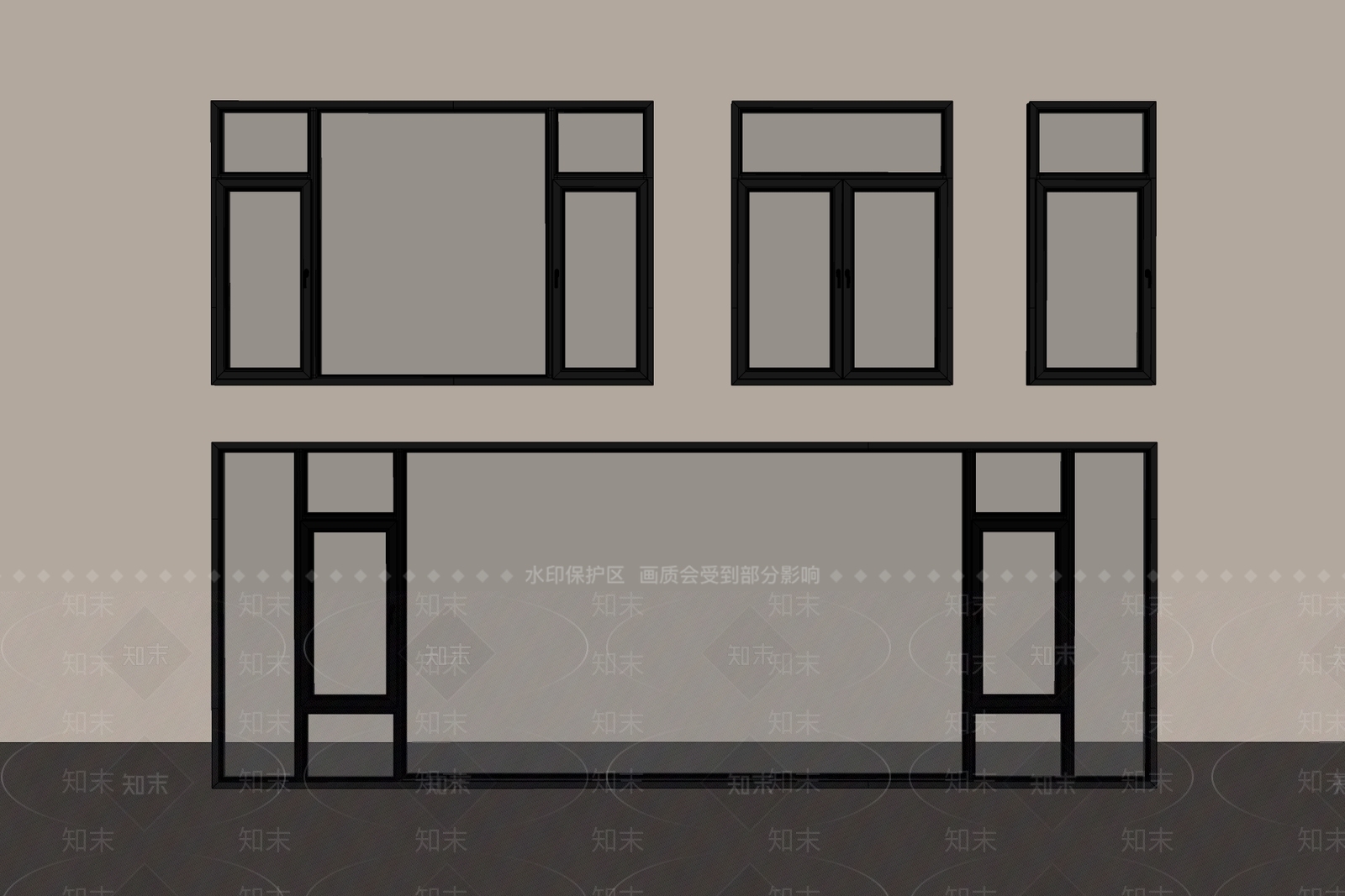 现代平开窗SU模型下载【ID:1191349093】