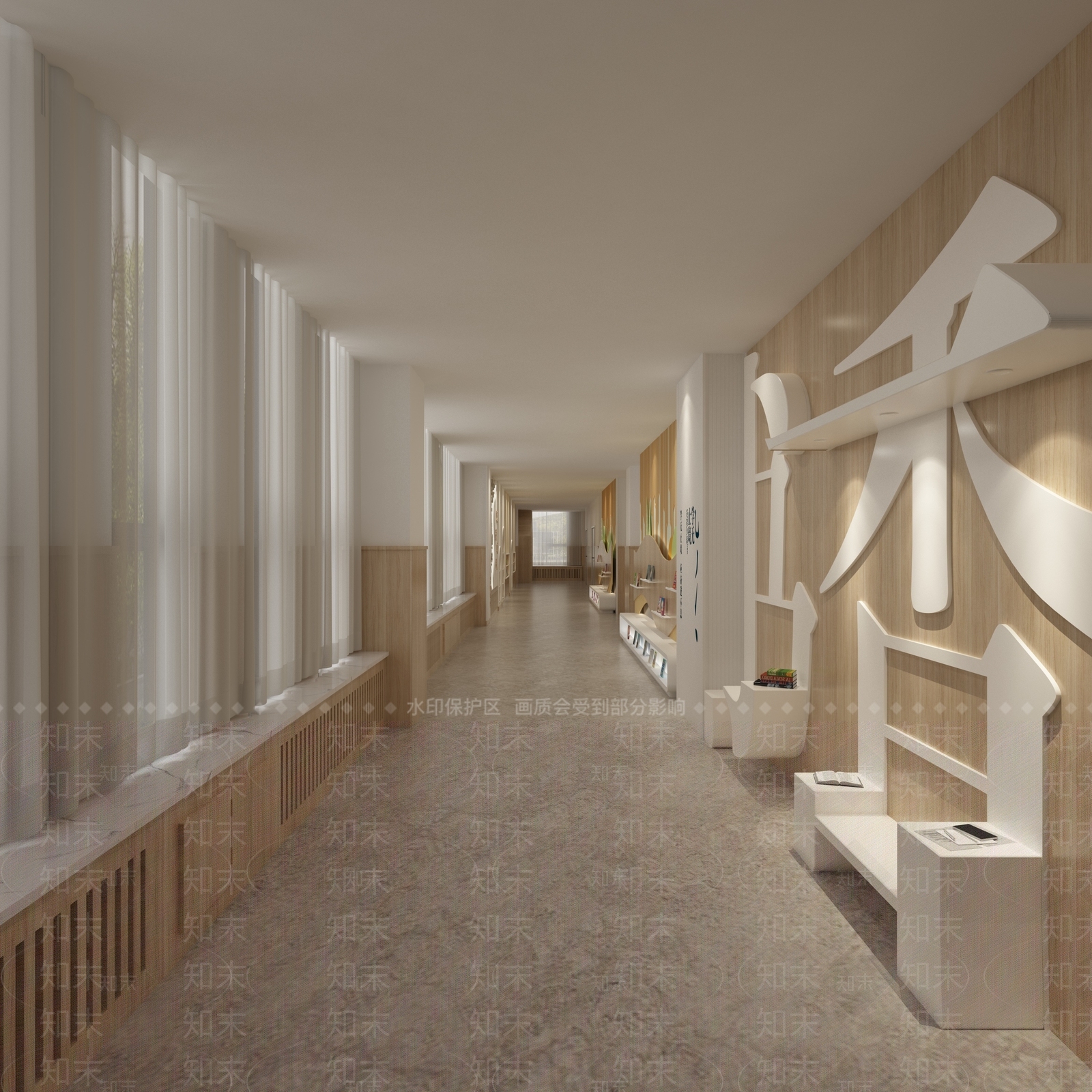 现代奶油幼儿园3D模型下载【ID:1191355571】