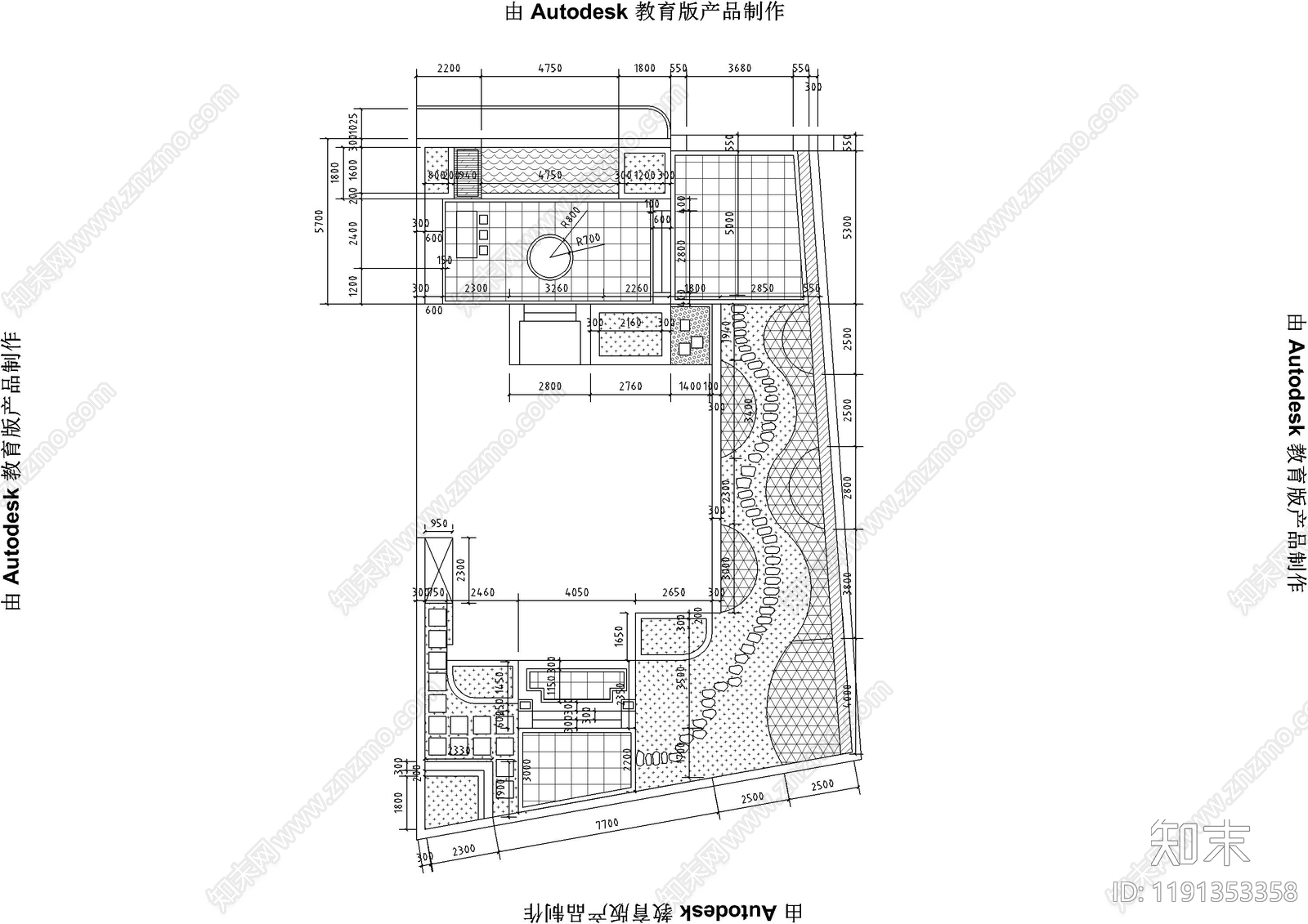 现代庭院cad施工图下载【ID:1191353358】