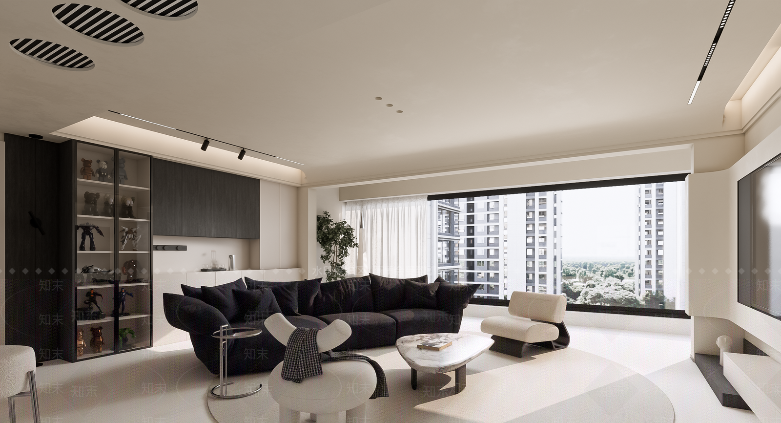 现代极简家居客厅SU模型下载【ID:1191353807】