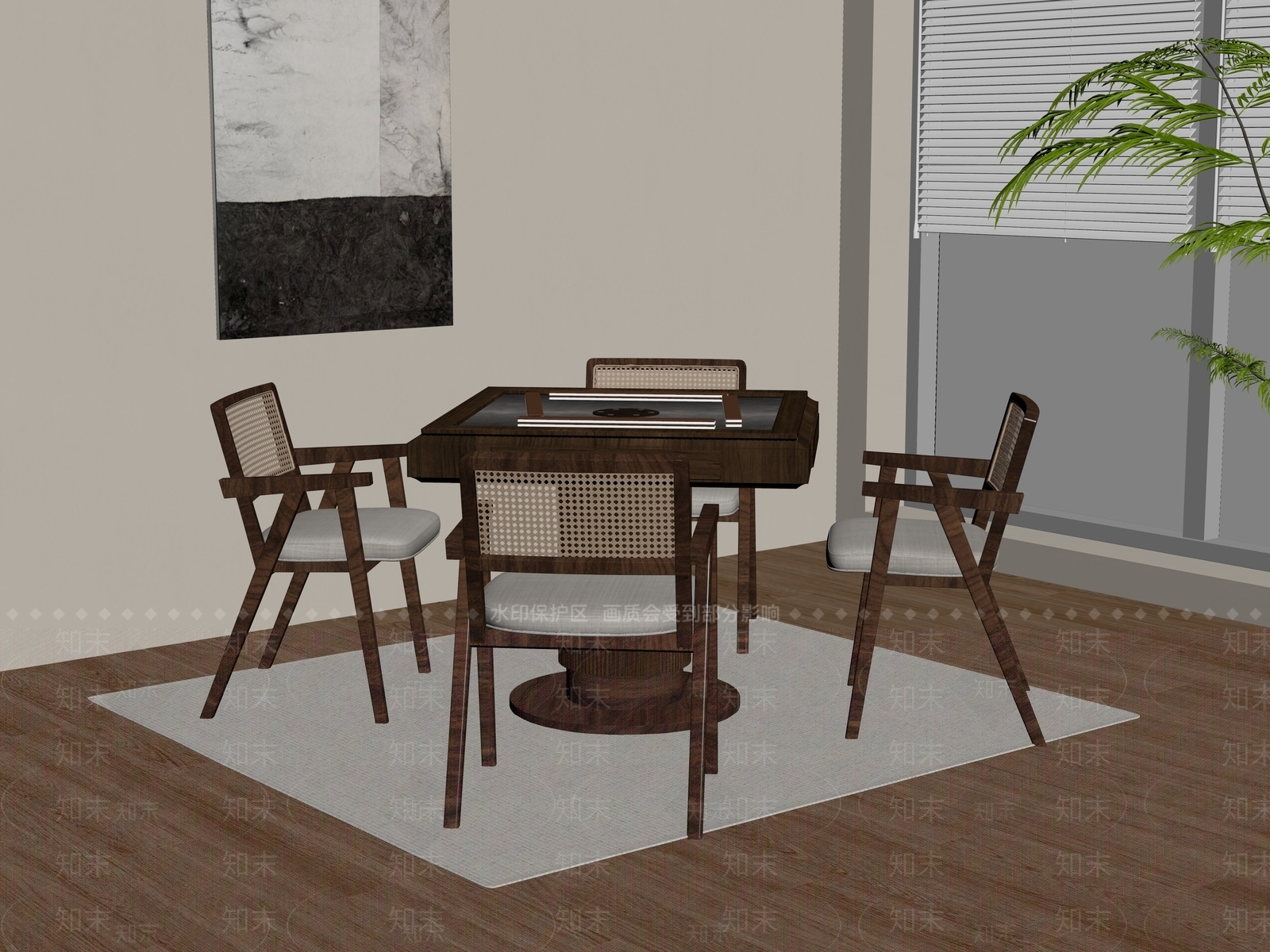 麻将桌SU模型下载【ID:1191356102】