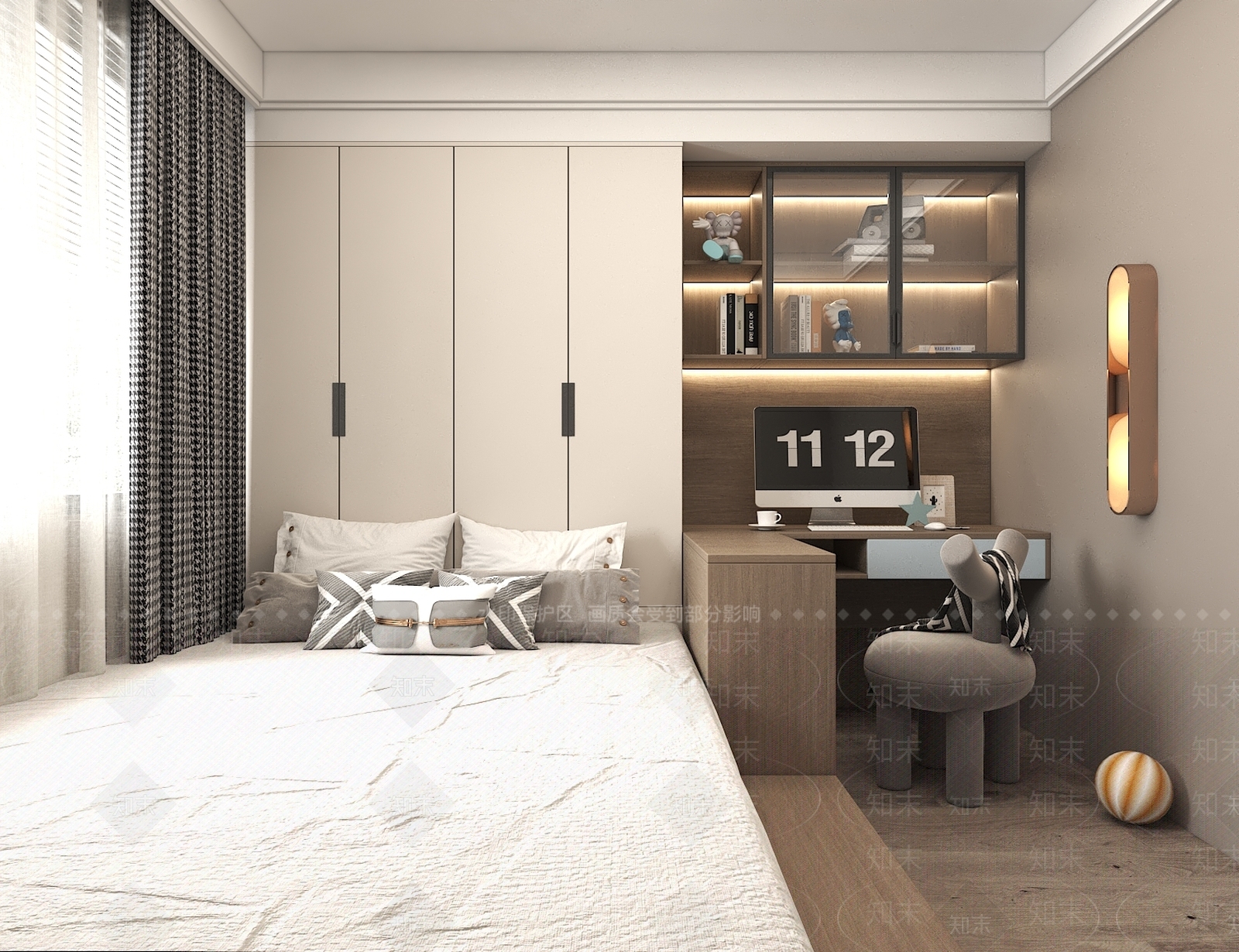 现代轻奢榻榻米卧室3D模型下载【ID:1191357184】