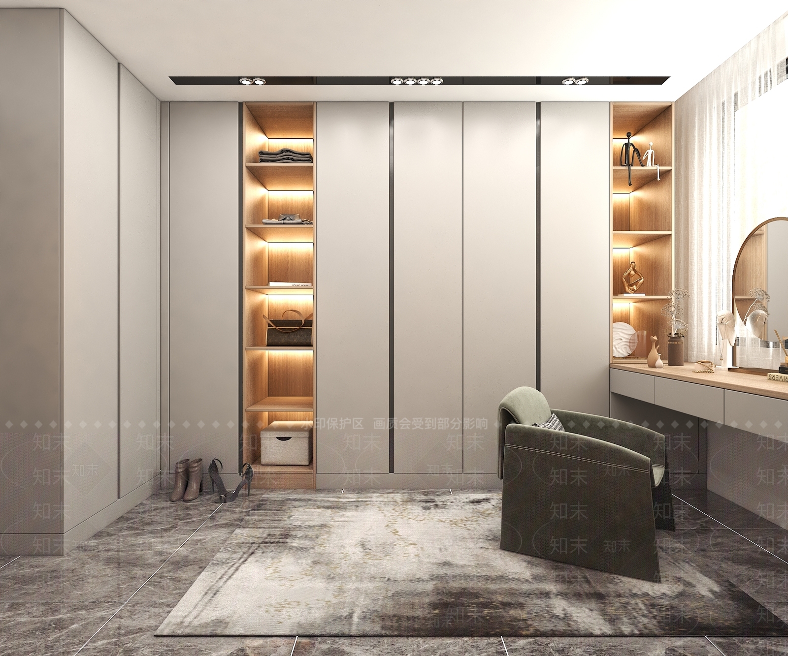 现代轻奢衣帽间3D模型下载【ID:1191360631】