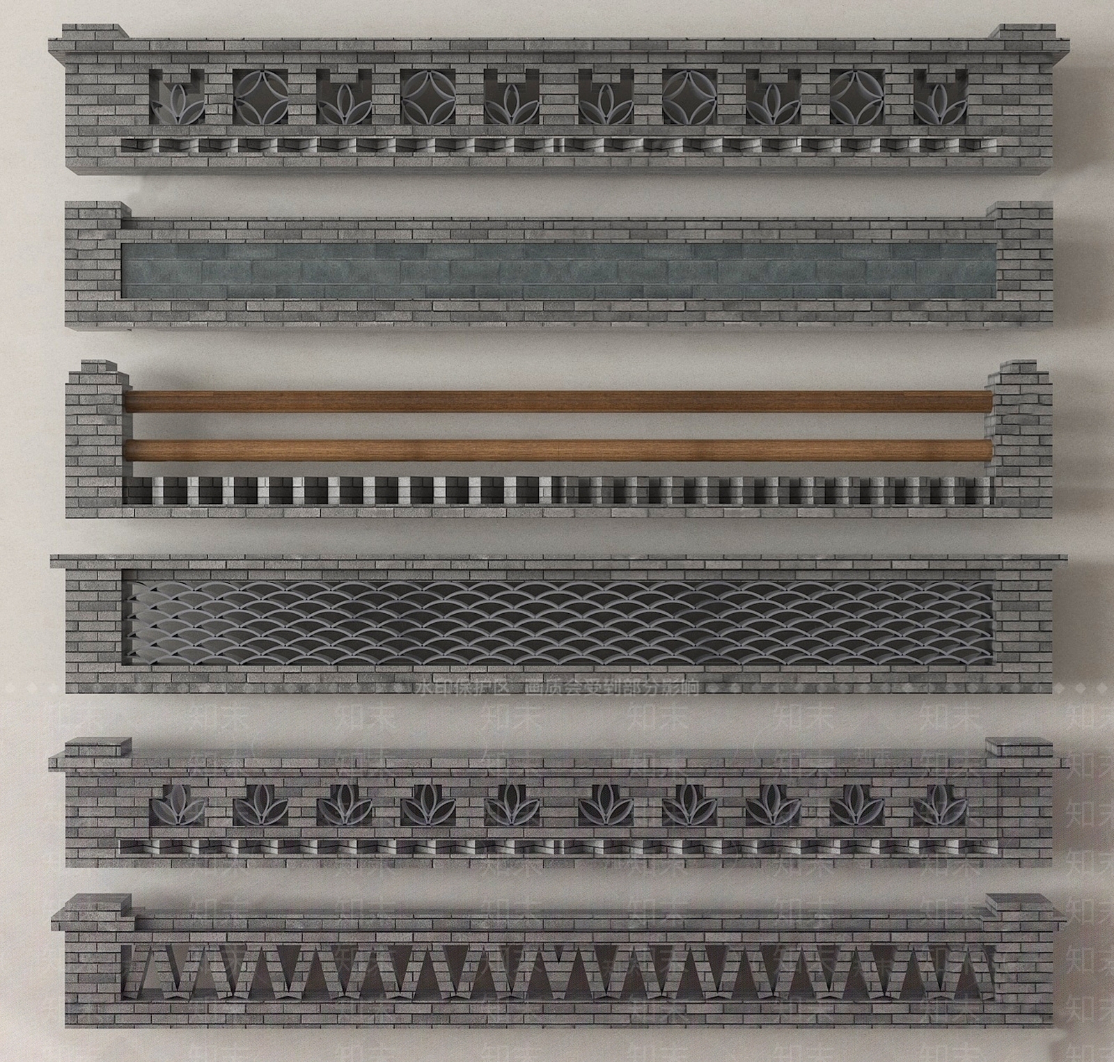 新中式围墙3D模型下载【ID:1191361136】