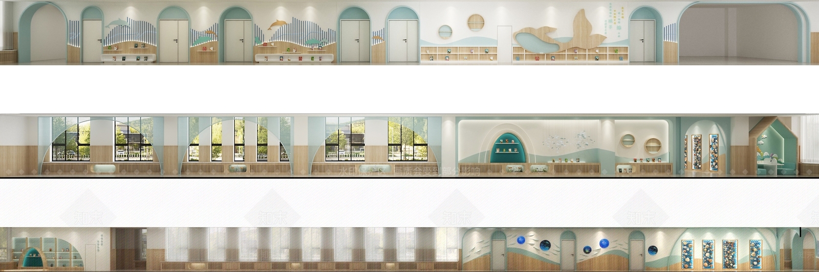 现代奶油幼儿园3D模型下载【ID:1191362190】