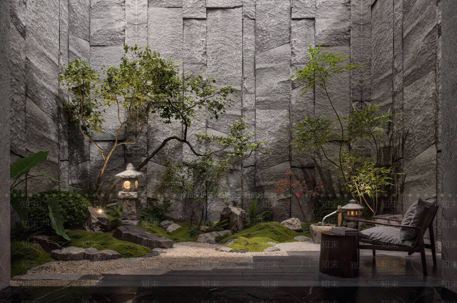 日式禅意别墅庭院SU模型下载【ID:1191365381】