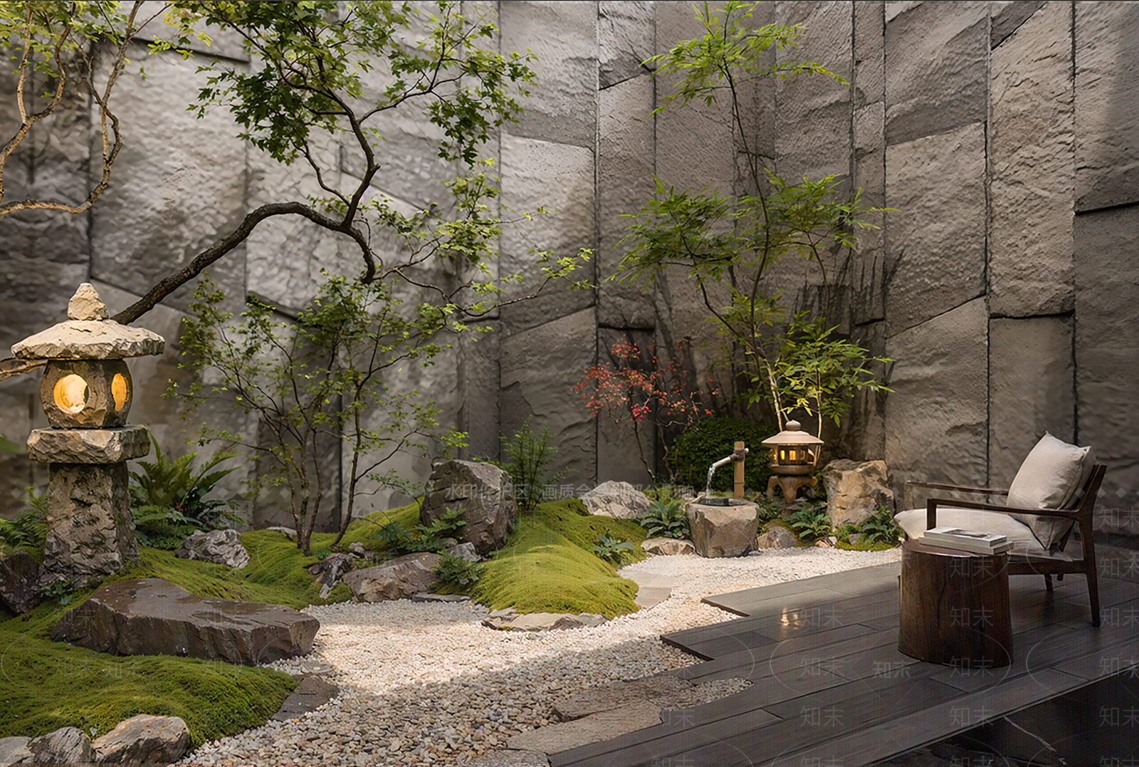 日式禅意别墅庭院SU模型下载【ID:1191365381】