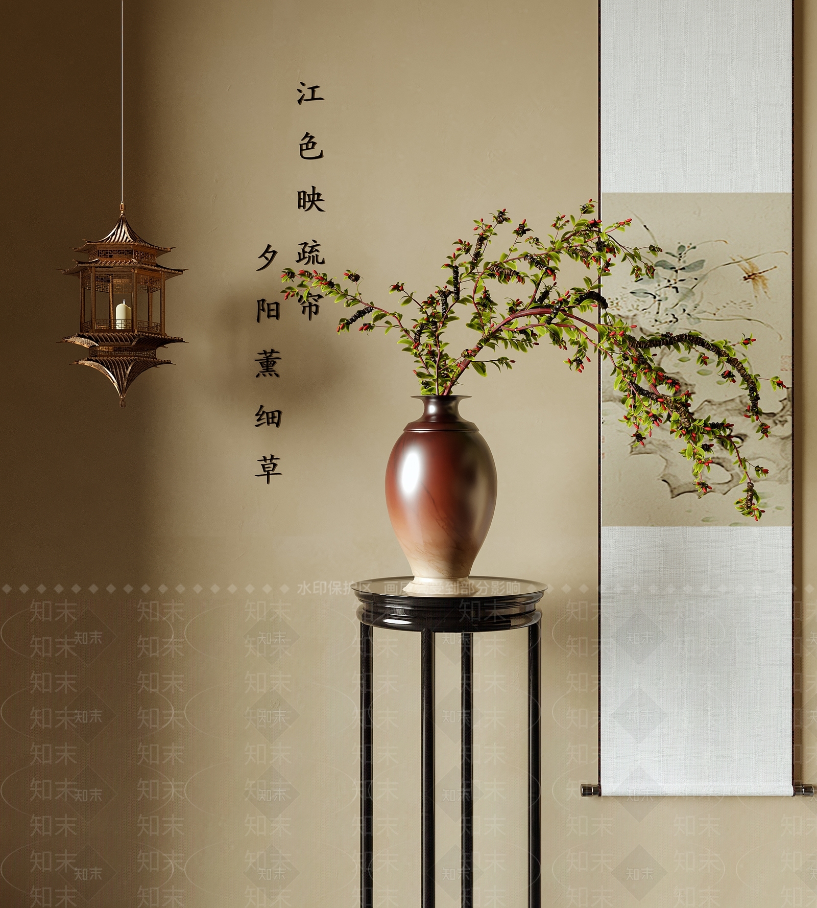 新中式中式花瓶3D模型下载【ID:1191365286】