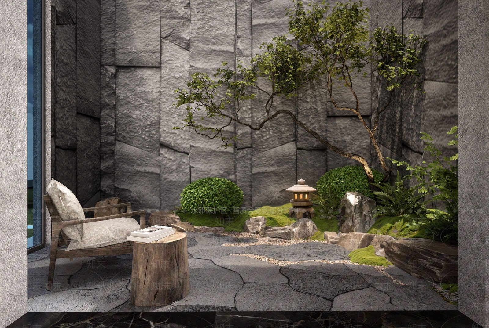 日式禅意别墅庭院SU模型下载【ID:1191366020】