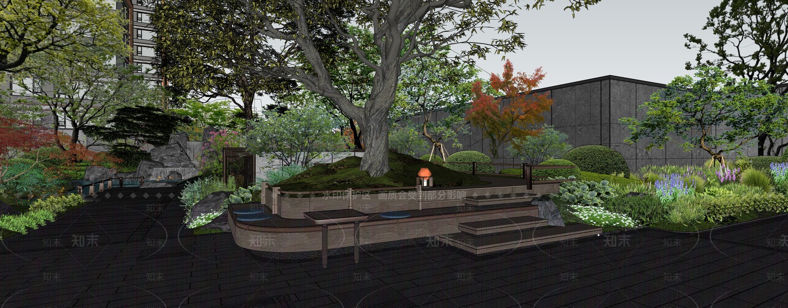 现代新中式办公景观SU模型下载【ID:1191366032】