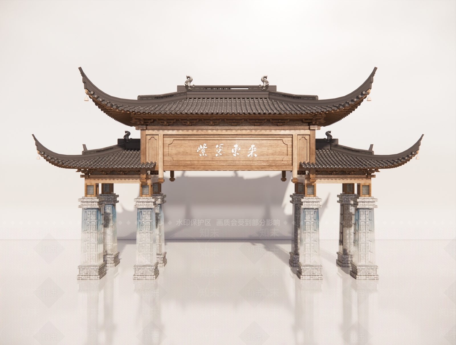 现代新中式牌坊牌楼SU模型下载【ID:1191366439】