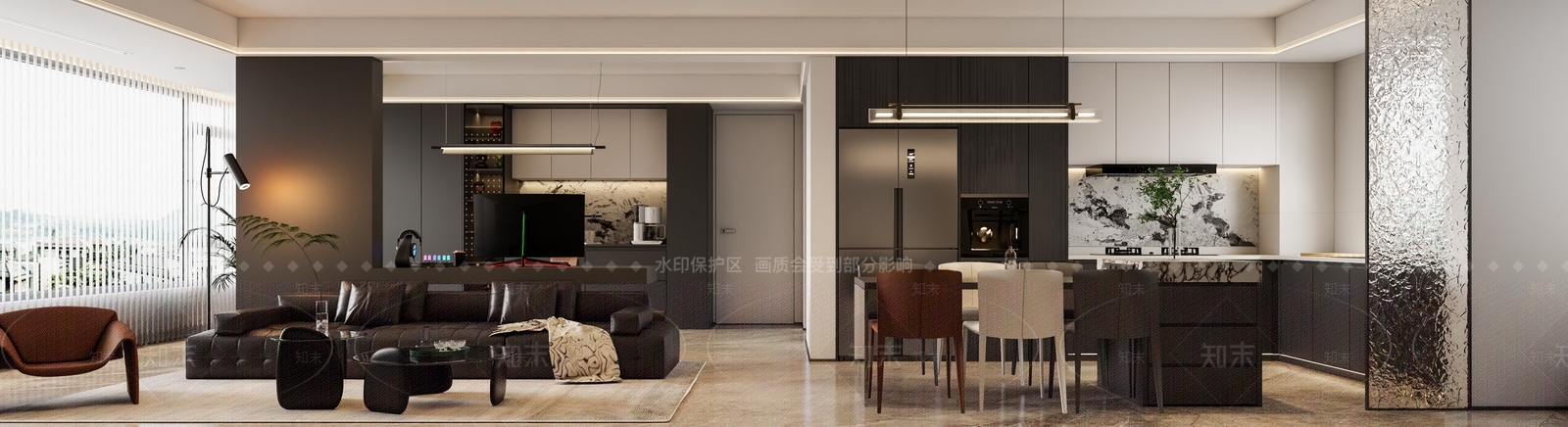 现代客餐厅3D模型下载【ID:1215098522】