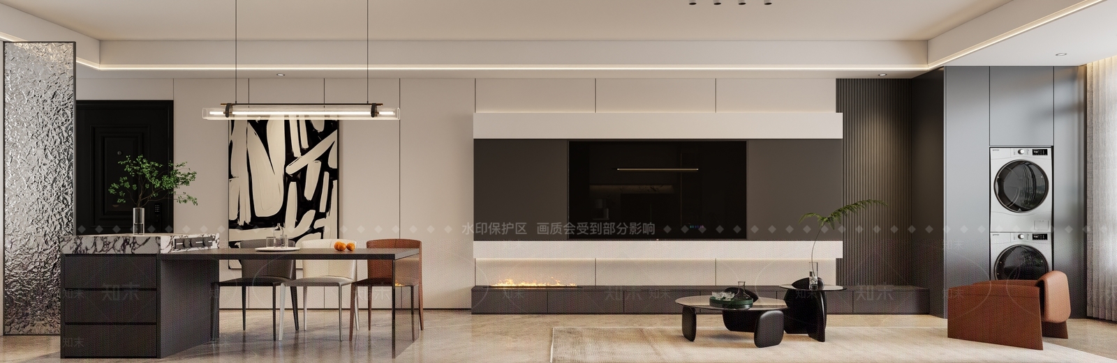现代客餐厅3D模型下载【ID:1215098522】