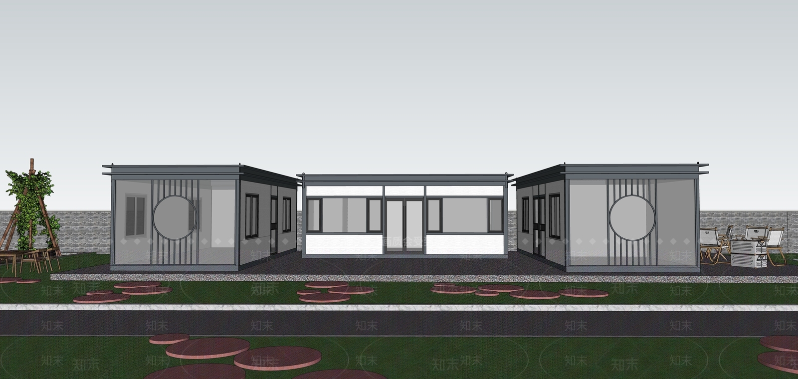 工业原木风格建筑SU模型下载【ID:1191369207】