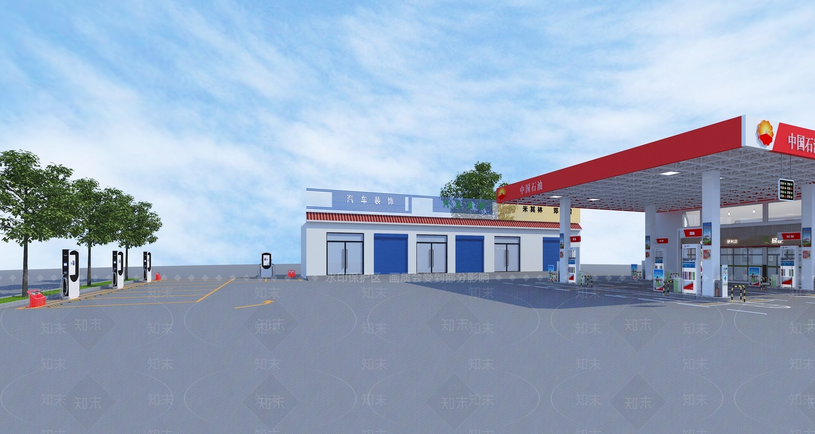 现代加油站3D模型下载【ID:1191369240】