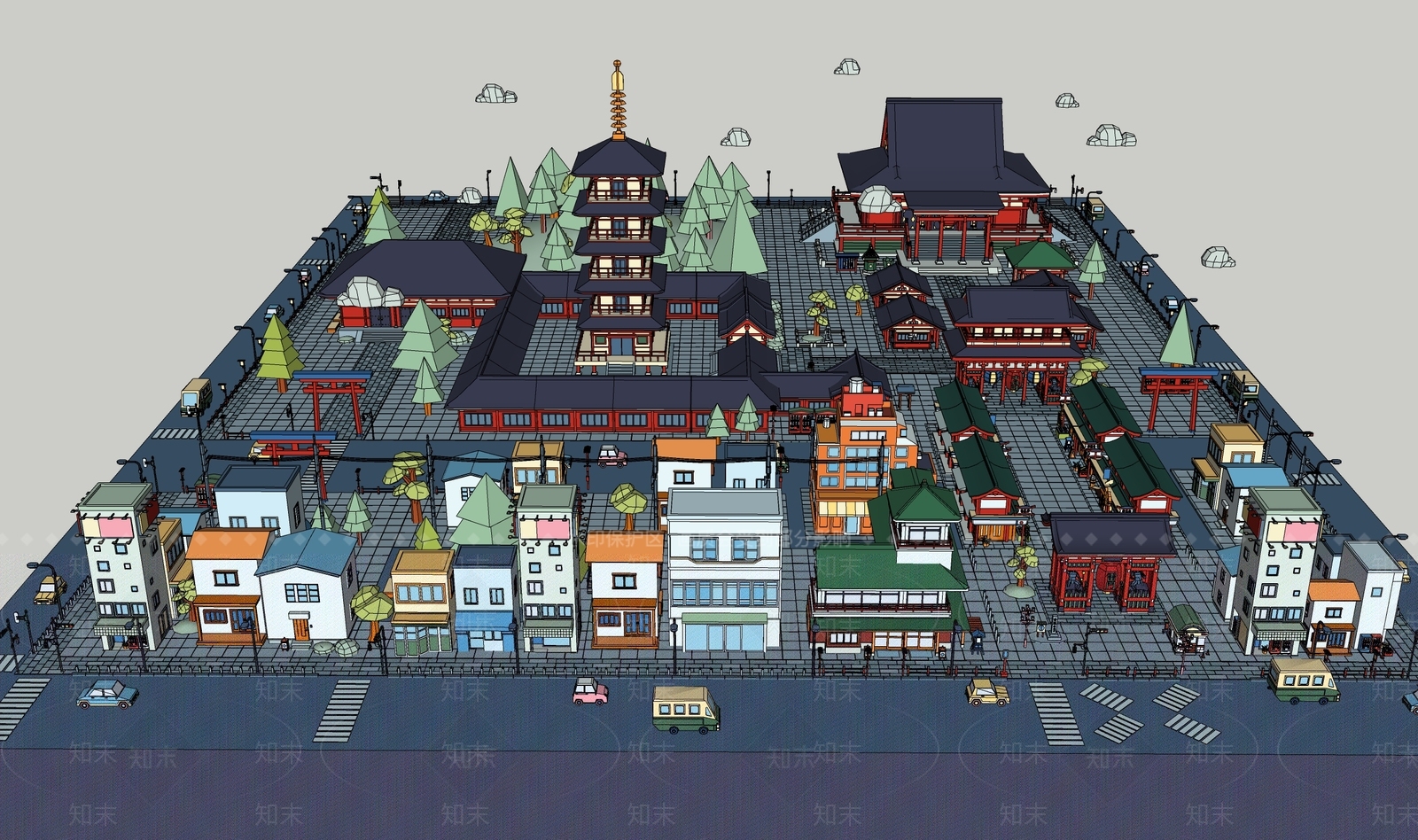 中式古建筑SU模型下载【ID:1191371256】