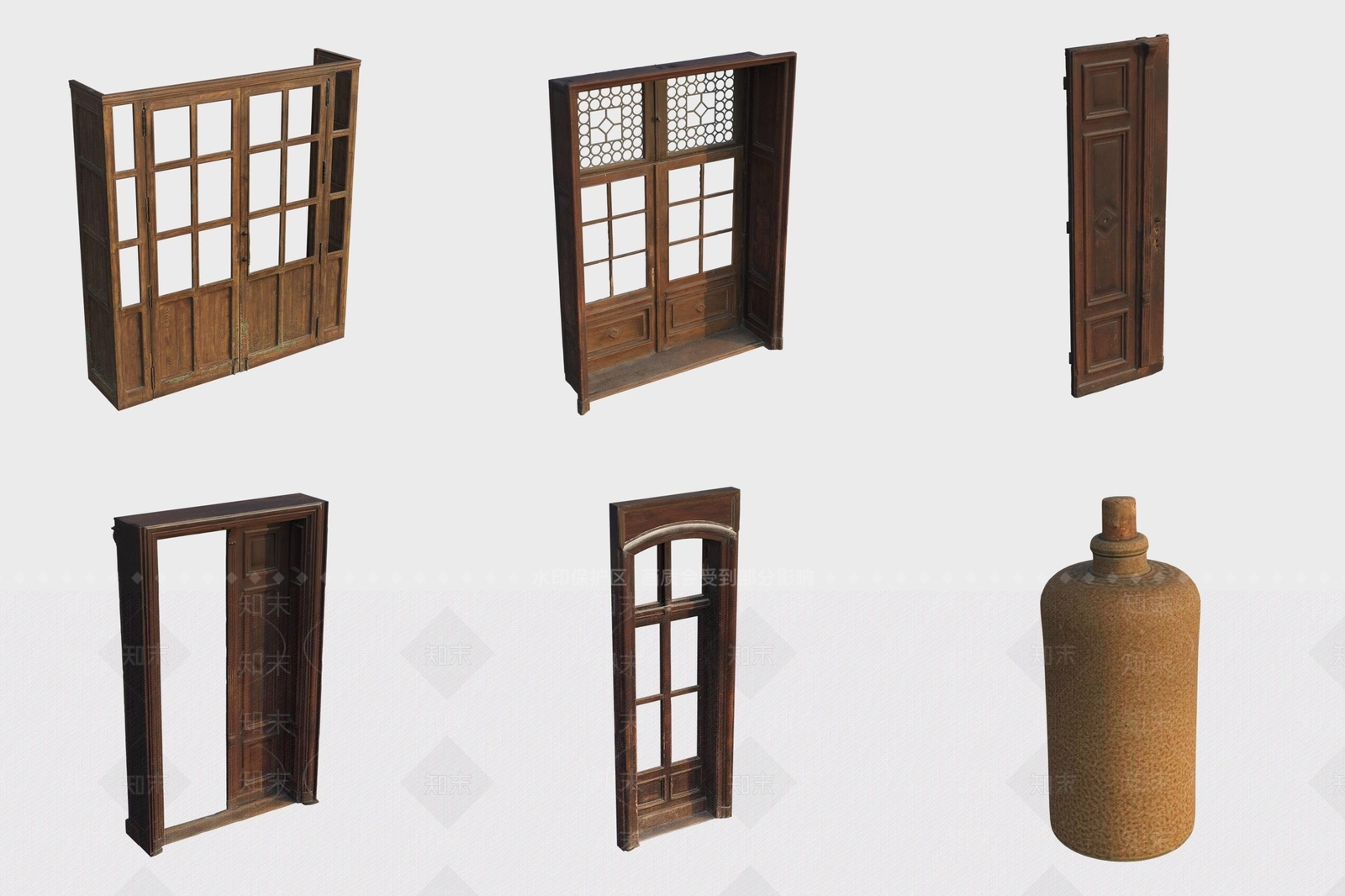 中式单开门3D模型下载【ID:1191374162】