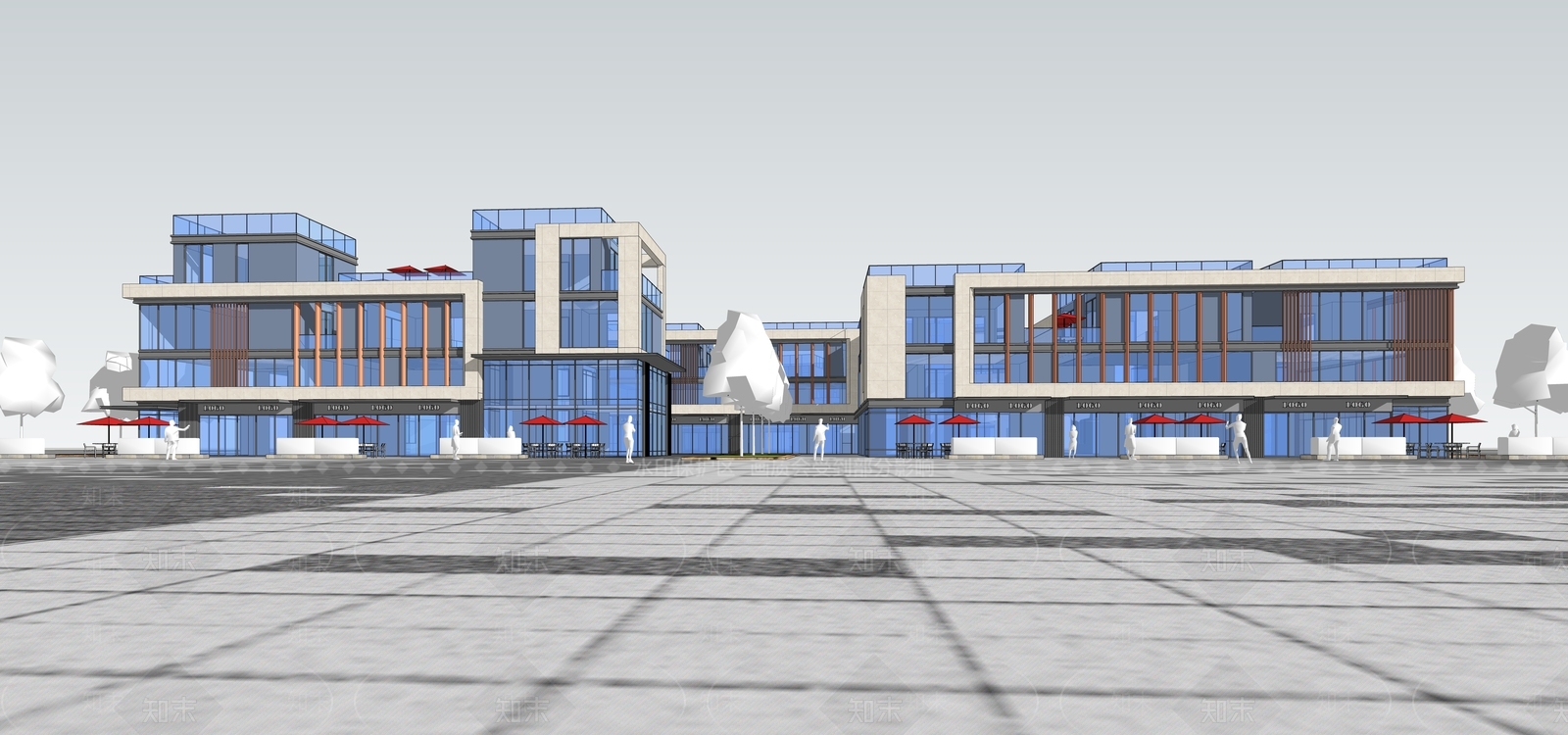 现代商场建筑SU模型下载【ID:1191374239】