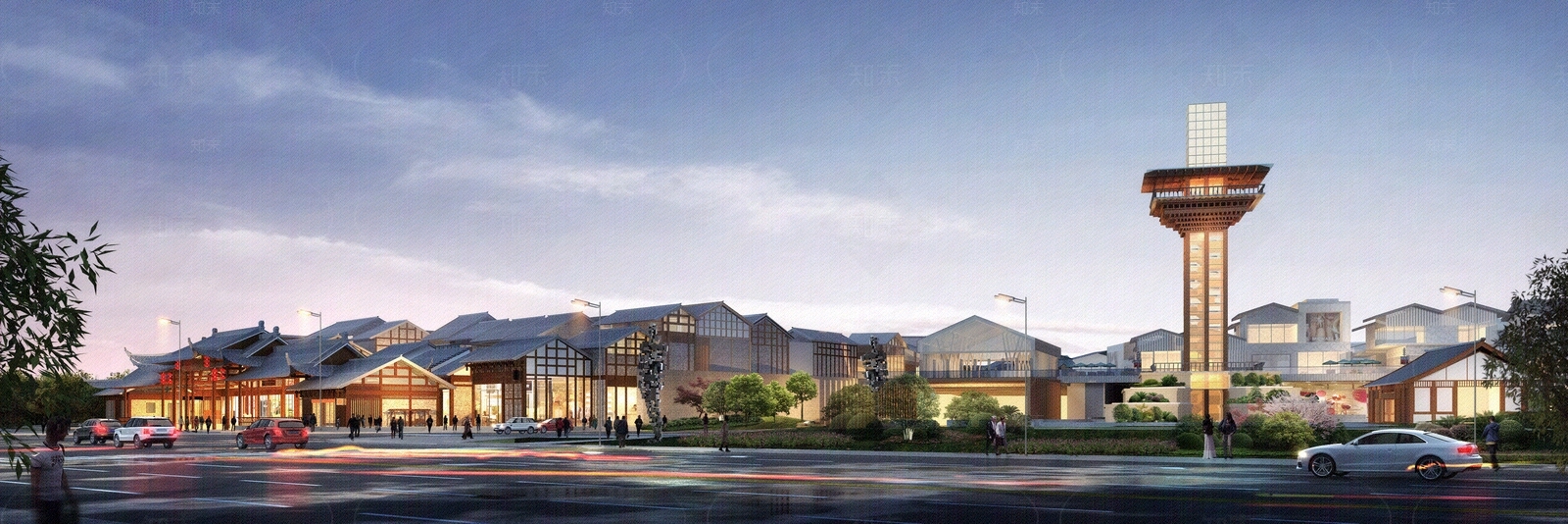 新中式中式街道外景贴图下载【ID:1191377616】