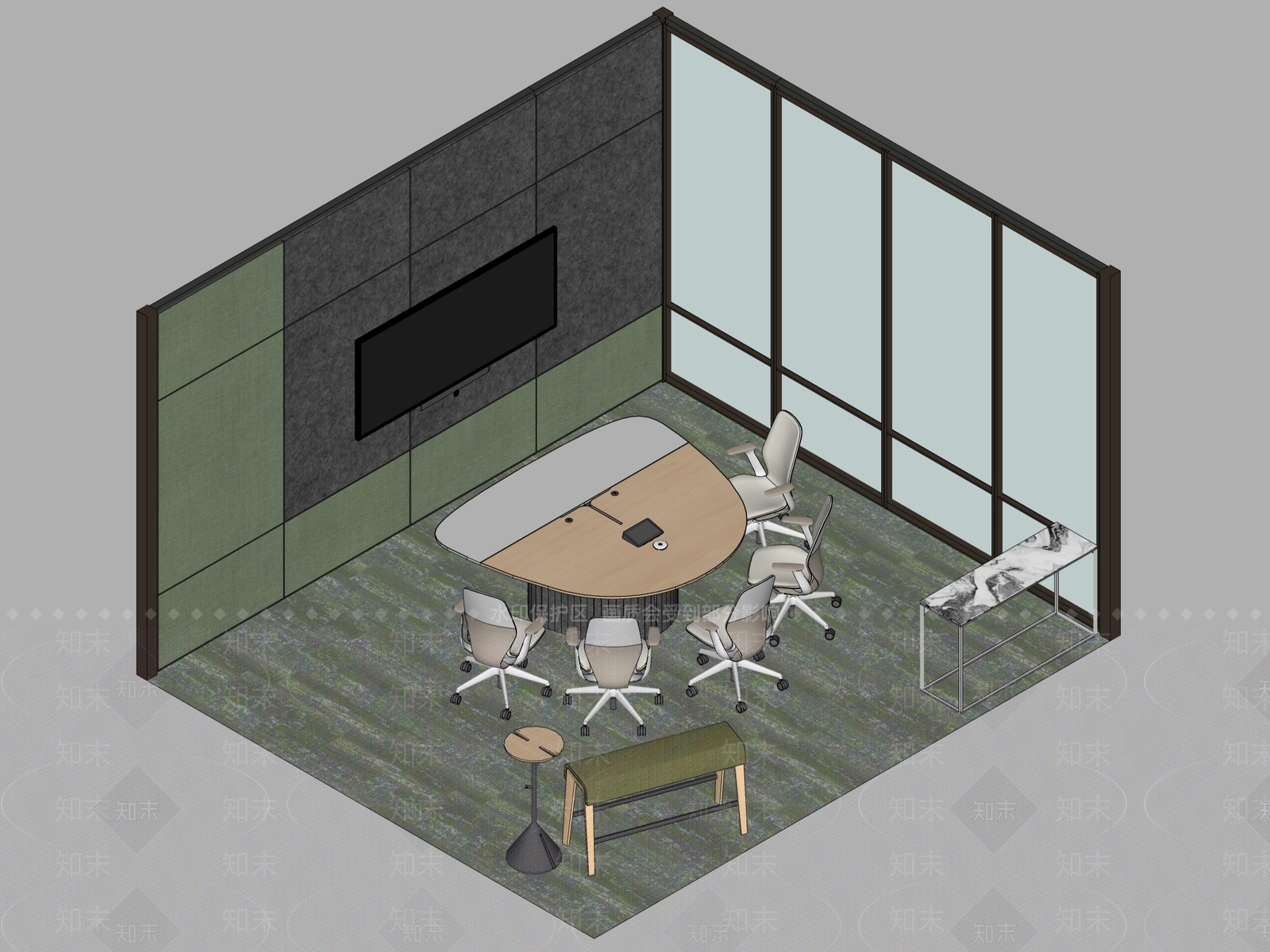 现代简约会议桌椅SU模型下载【ID:1191391634】