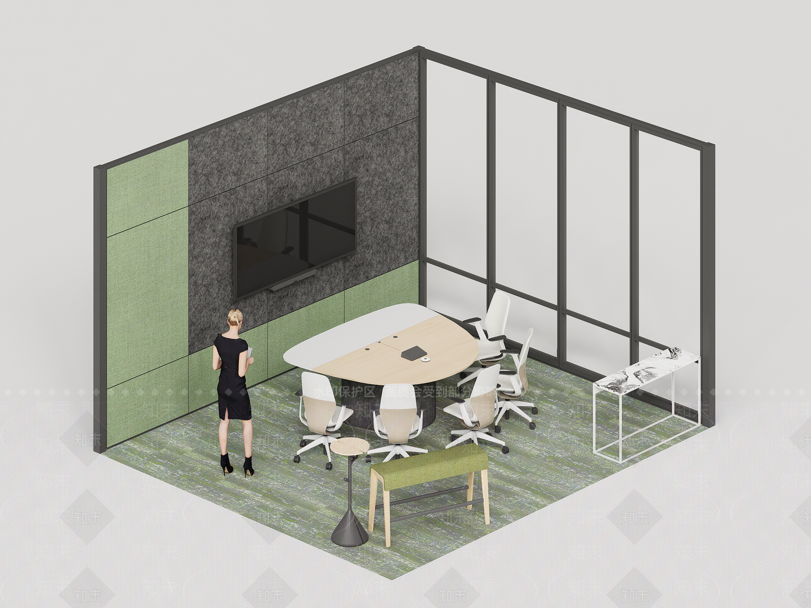 现代简约会议桌椅SU模型下载【ID:1191391634】