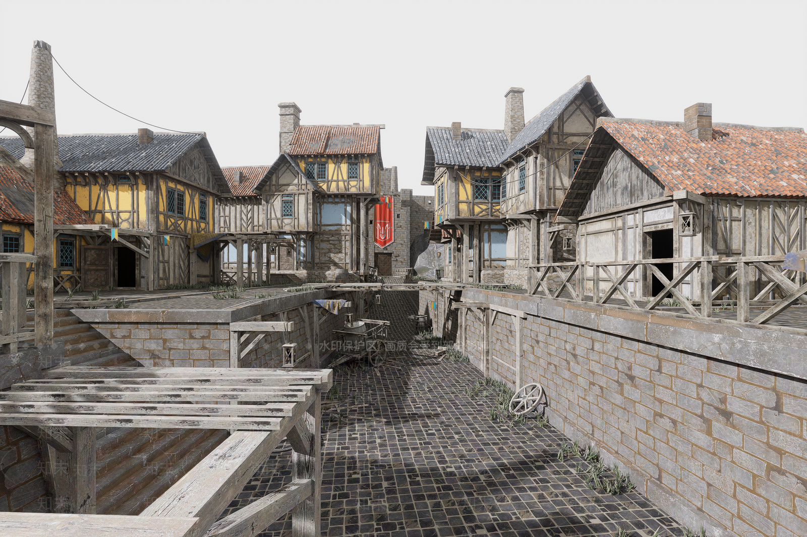 欧式鸟瞰规划3D模型下载【ID:1191380202】
