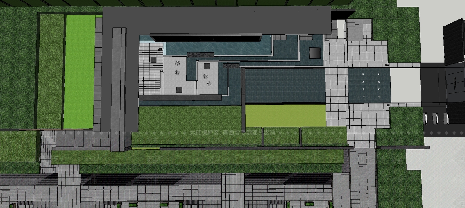 极简现代小区景观SU模型下载【ID:1191379620】