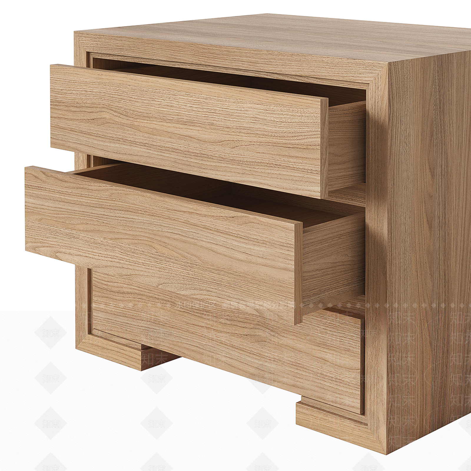 新中式原木床头柜3D模型下载【ID:1191380150】