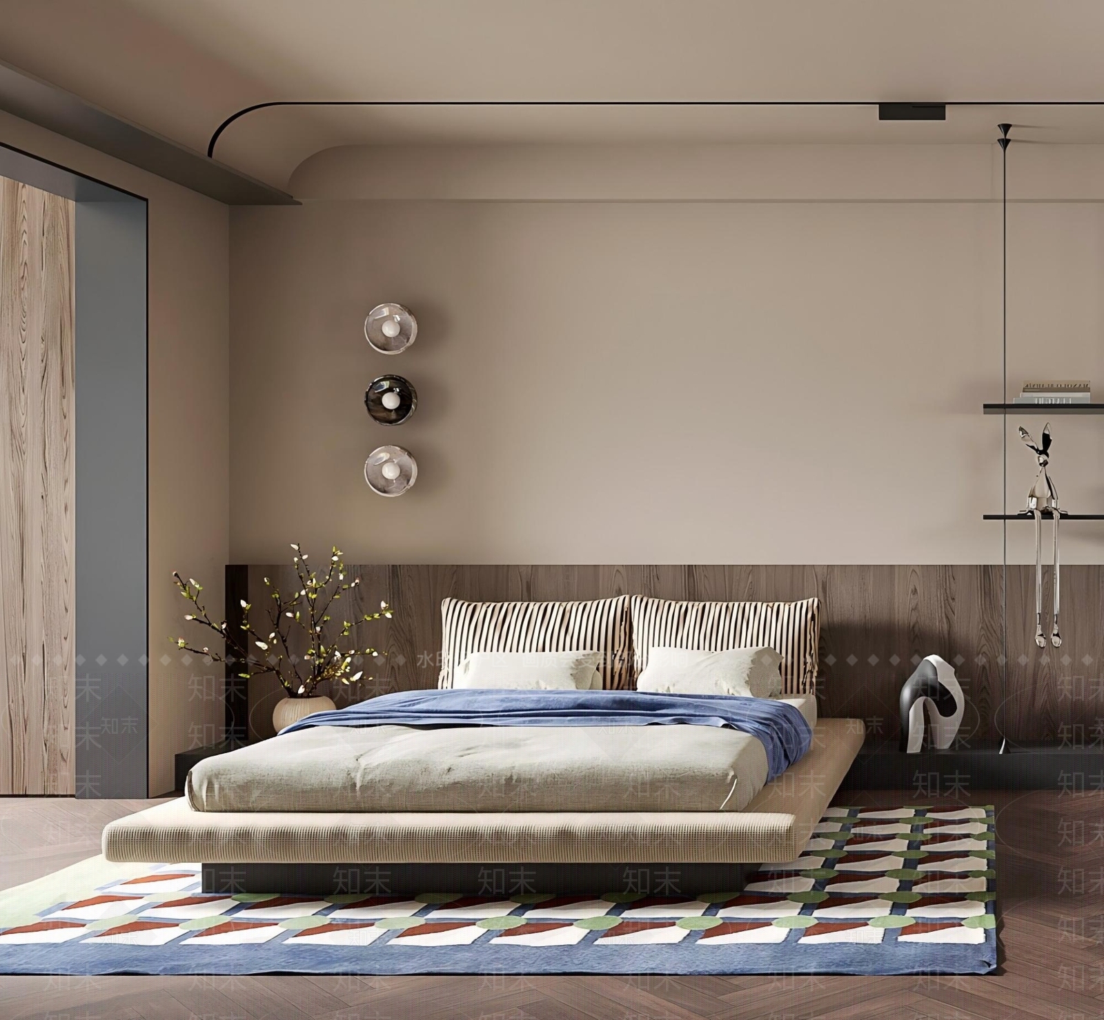 现代中古家居卧室3D模型下载【ID:1191381819】
