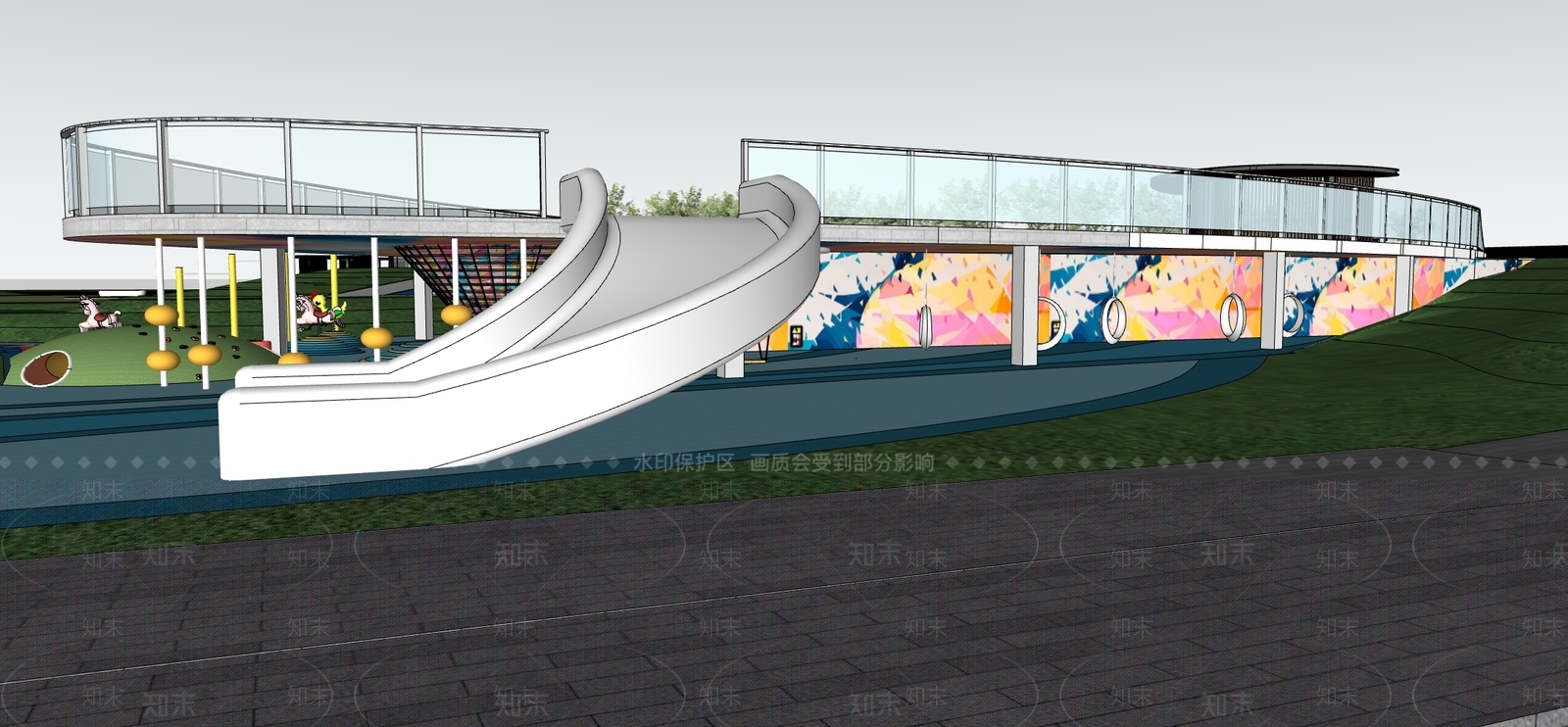 现代景观公园SU模型下载【ID:1191383650】