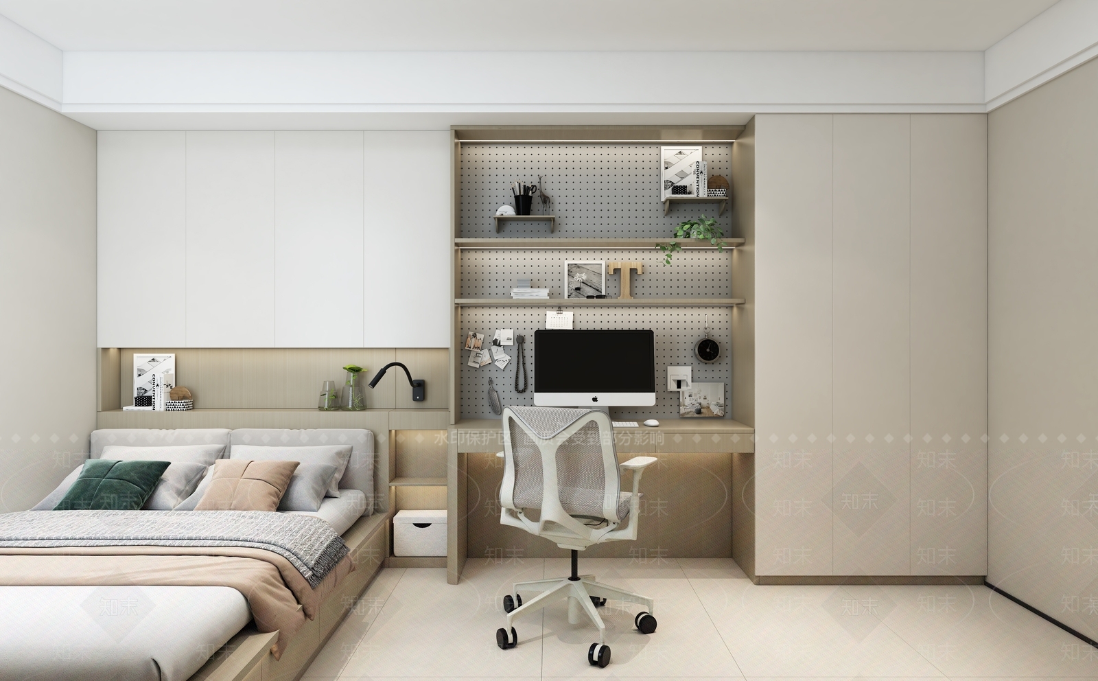 现代榻榻米卧室3D模型下载【ID:1191384593】