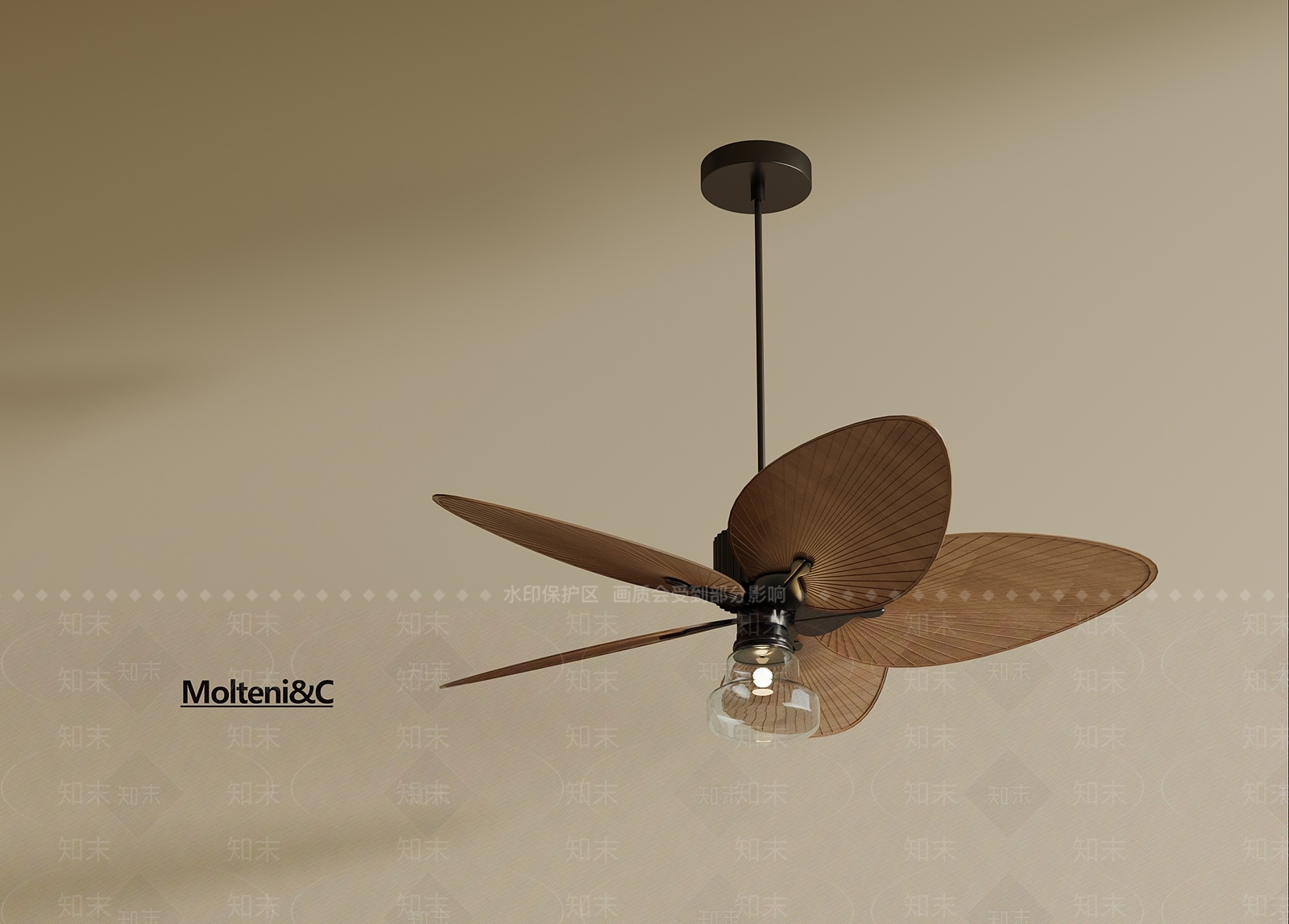 侘寂中古风扇灯3D模型下载【ID:1191383667】