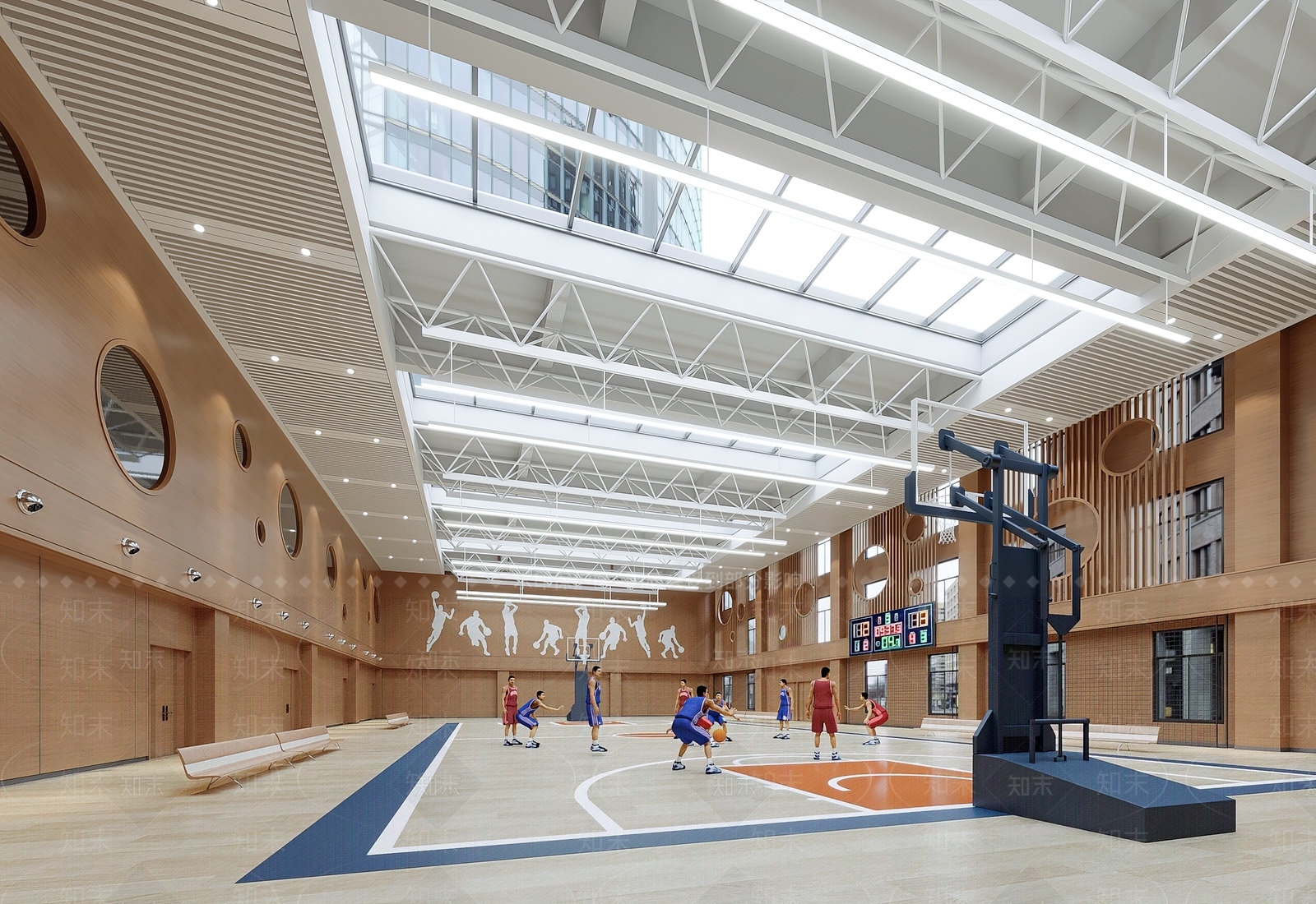 现代篮球场3D模型下载【ID:1191384170】