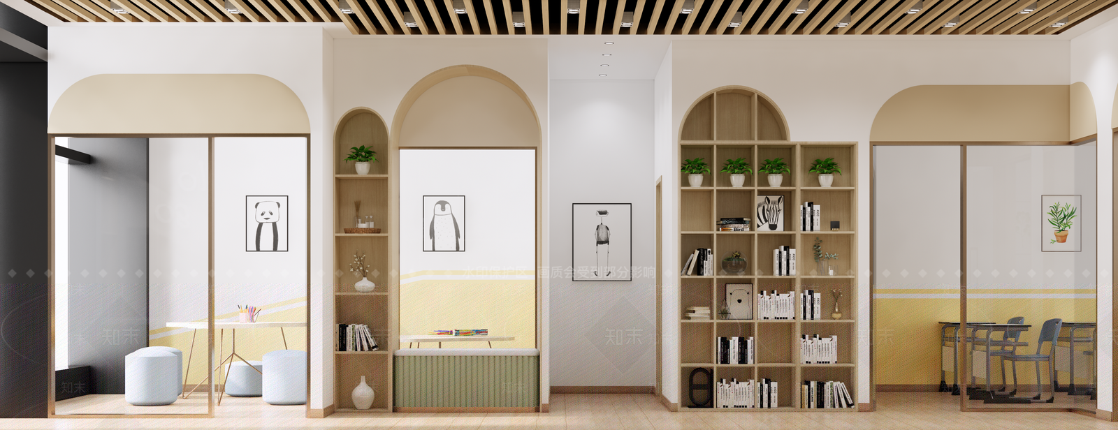 现代原木教室SU模型下载【ID:1191384224】