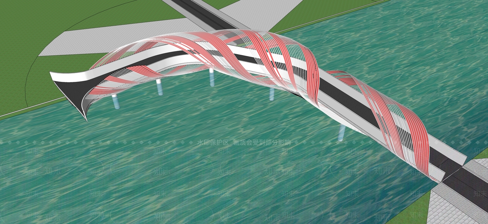 现代景观桥SU模型下载【ID:1191384175】