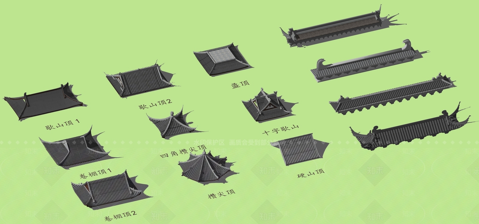 新中式中式廊架SU模型下载【ID:1191387620】
