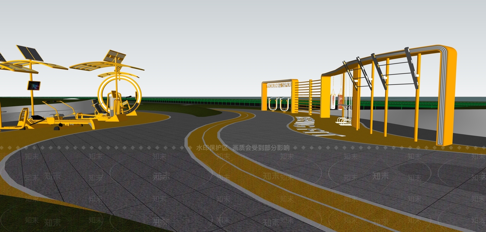 现代小区景观SU模型下载【ID:1191389097】