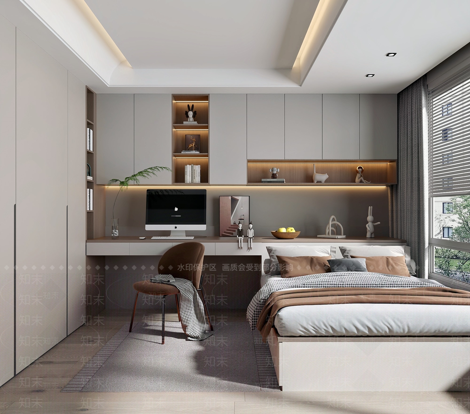 现代简约榻榻米卧室3D模型下载【ID:1191392706】