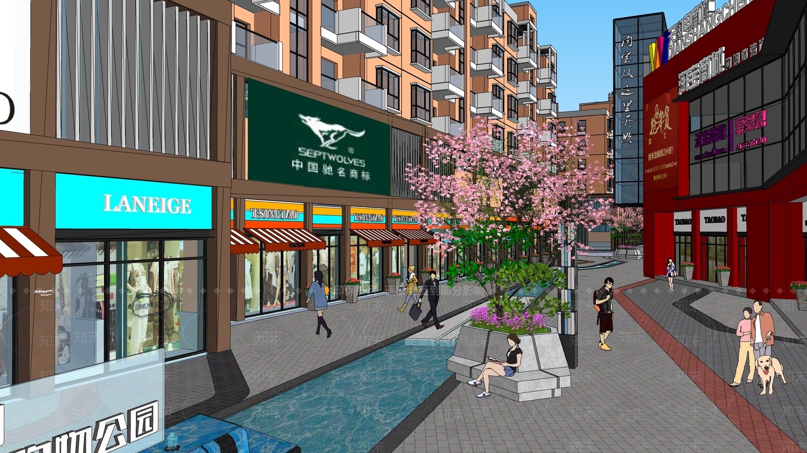现代商业景观SU模型下载【ID:1191393103】